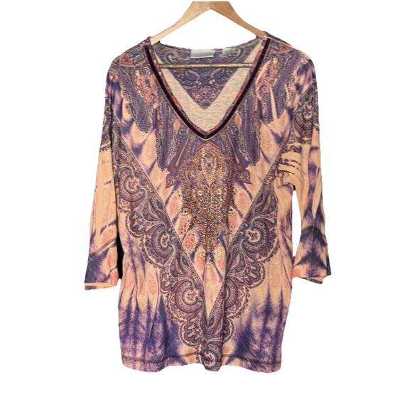 Avenue Paisley Rhinestone Top Women's‎ Y2K Whimsigoth Fairy Velvet Purple - Picture 1 of 10